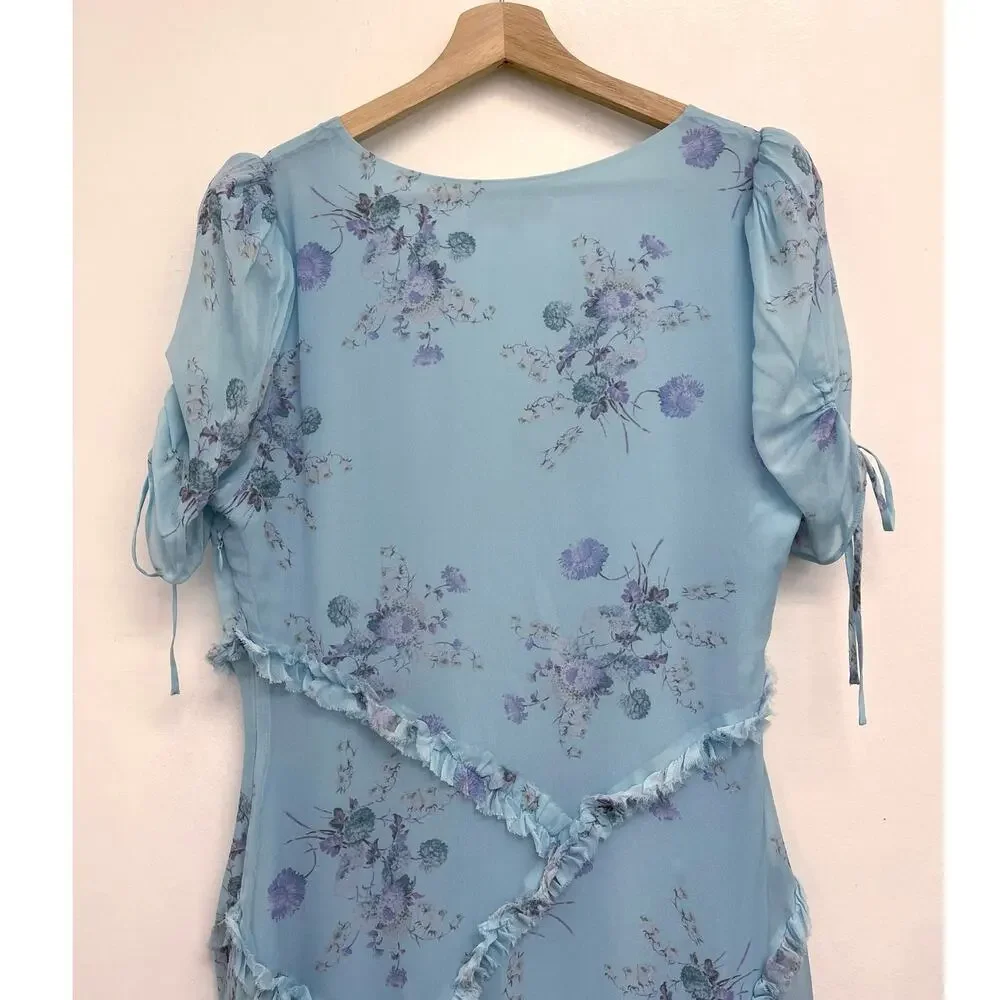 LoveShackFancy Posh Mini Dress Floral Print Cottagecore Romantic Ruffle - Size 8 - Picture 6 of 14